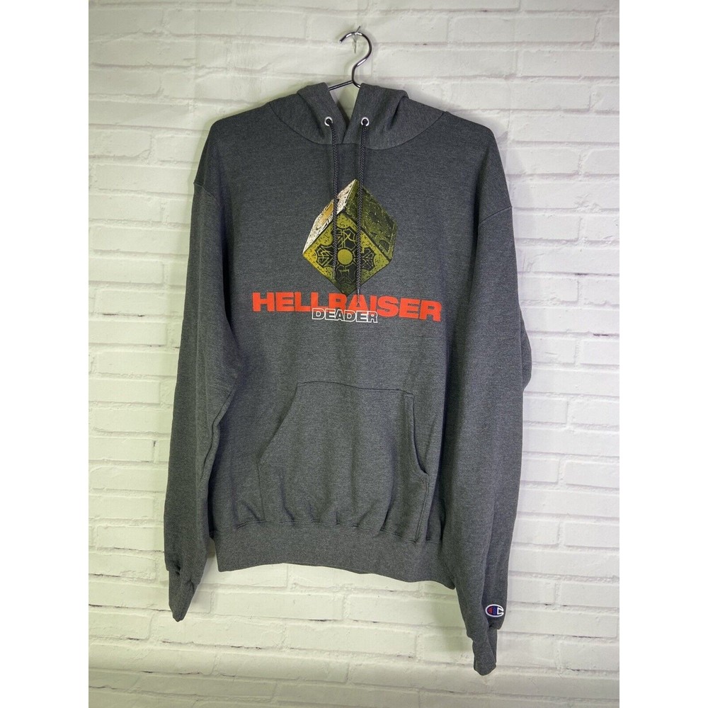 NEW Hellraiser Deader Logo Officially Licensed Pullover Hoodie Gray Mens Size M